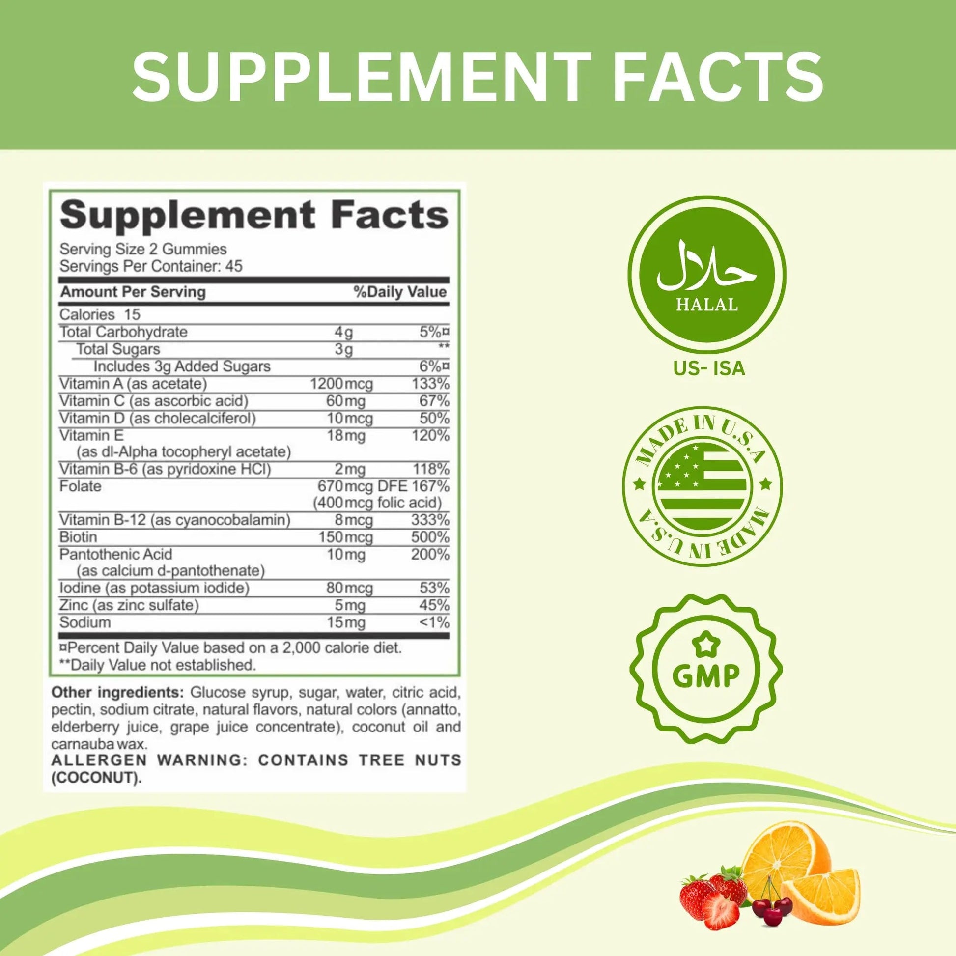 Greenfield Nutritions Halal Multivitamins for Adults | 90 Halal Vitamins for Women & Men | All Essential Gelatin Free Halal Gummy Vitamin, Mineral GREEN FIELD NUTRITIONS