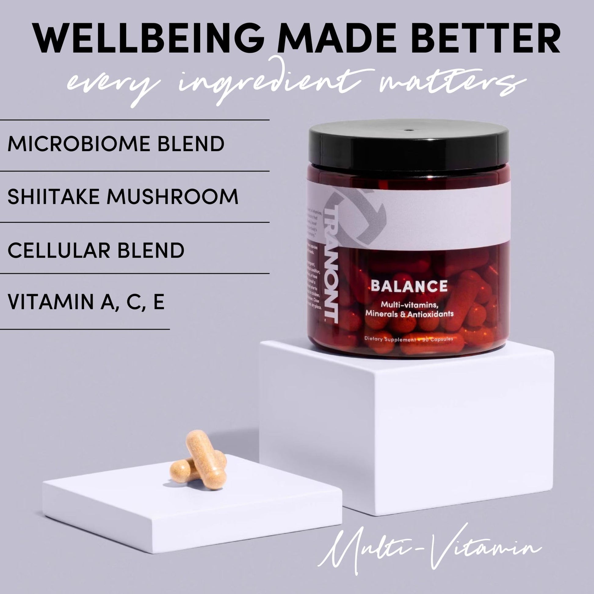 Tranont Balance | 90 Count | Multi-Mineral & Vitamin Capsules for Adults | Vitamin C, A, and E Magnesium, Zinc, Calcium, and Iodine | Boosts Immunity, Energy, and Digestion | Gluten Free, Vegetarian TranontBuy Supplements Australia