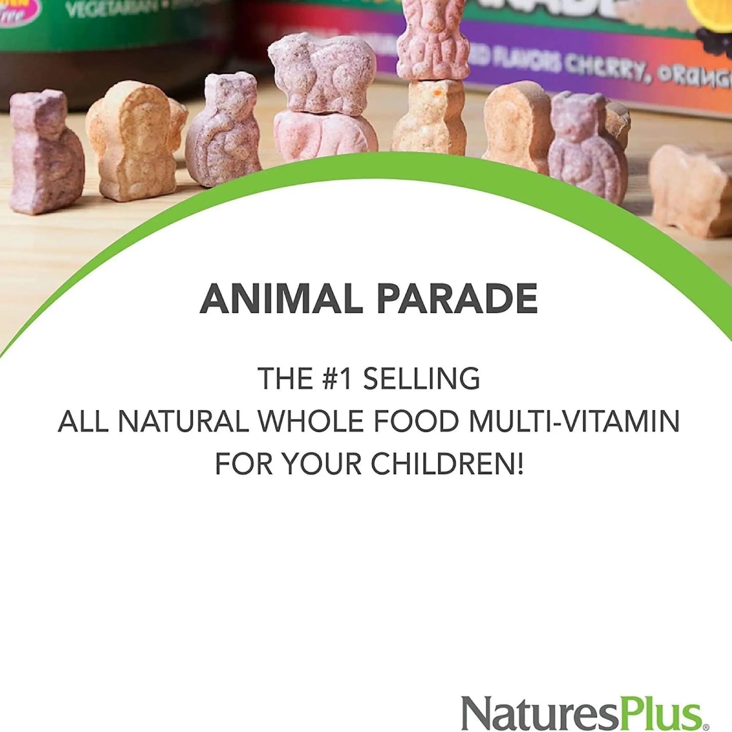 NaturesPlus Animal Parade Multivitamin Children's Gummies - 90 Count - Assorted Cherry, Grape & Orange Flavors NaturesPlus