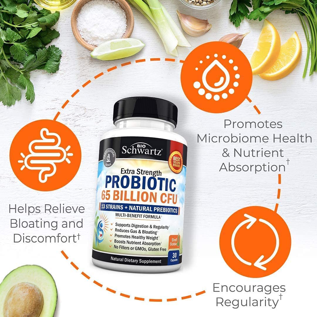Probiotic 65 Billion - Probiotics with Prebiotic for Women & Men - Lactobacillus BioSchwartzBuy Supplements Australia