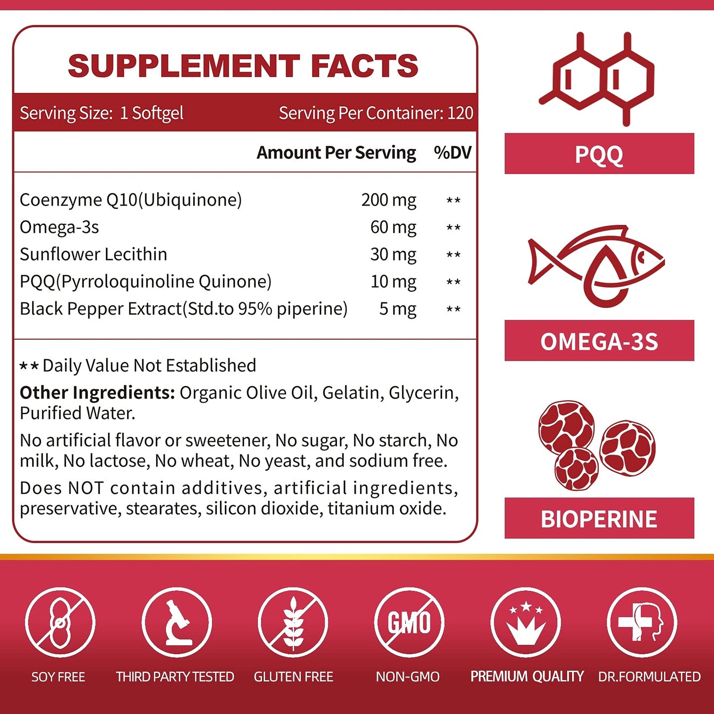 CoQ10-200mg-Softgels with PQQ, BioPerine & Omega-3, 120 Servings Coenzyme Q10 ZEBORABuy Supplements Australia