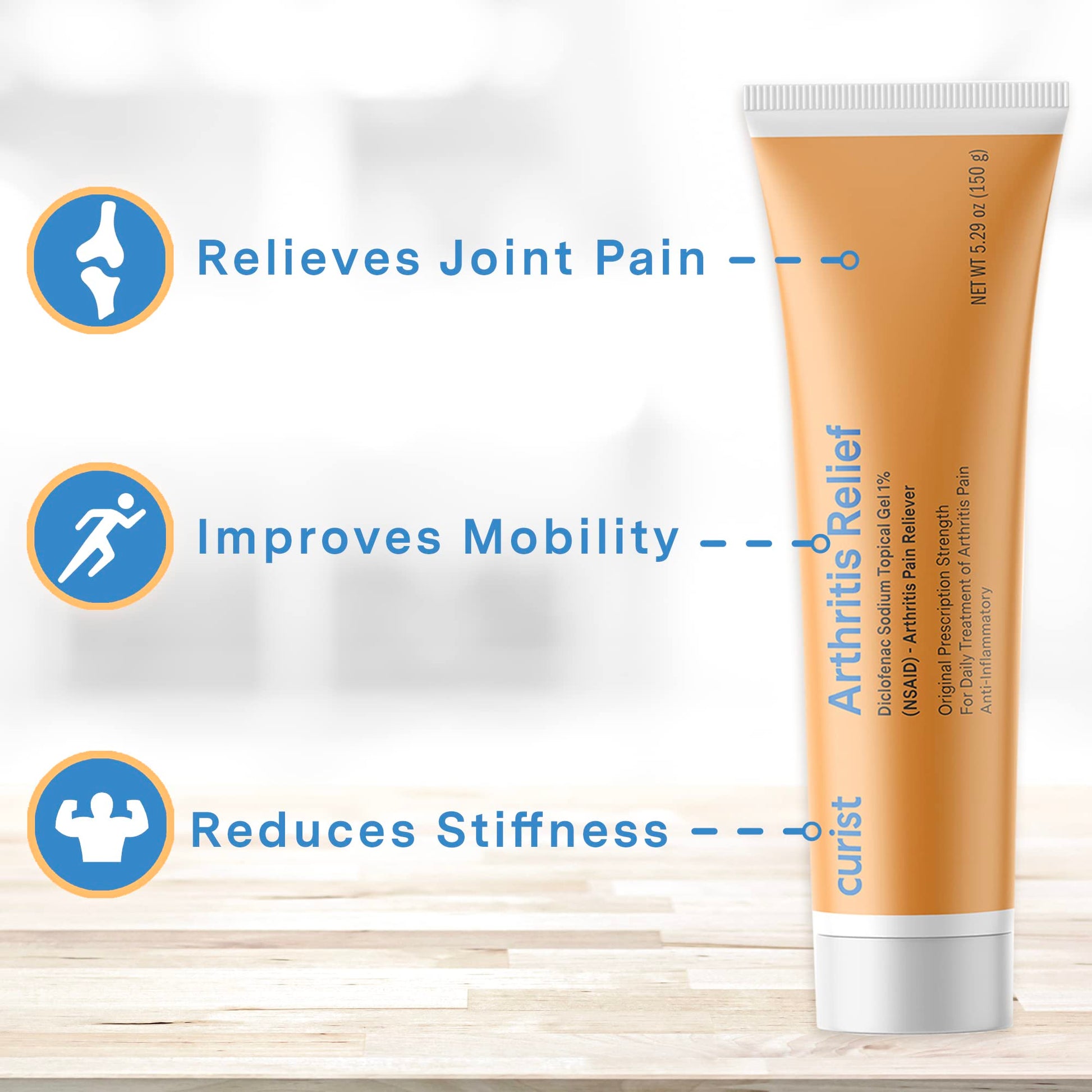 Curist Diclofenac Sodium Topical Gel 1 Percent 150g for Arthritis Pain - Joint Pain Relief for Hand/Foot Pain, Knee/Elbow Pain & Ankle Pain - 1% - 5.29oz CuristBuy Supplements Australia