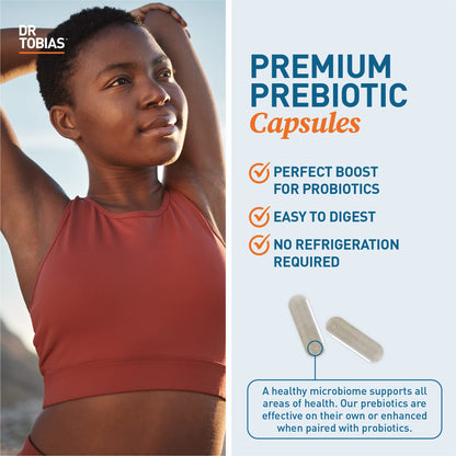 Dr. Tobias Prebiotics, Supports Digestion & Gut Health, Feed Good Probiotic Bacteria, Boost Gut Immune Function, Vegan & Non-GMO Gut Health Supplements for Men and Women