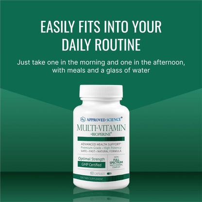 Approved Science Multi-Vitamin - with Full-Spectrum B-Vitamins, Green Tea, Lutein, Lycopene, Zeaxanthin, BioPerine Approved Science