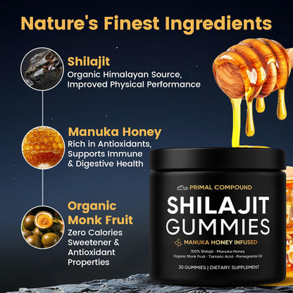 TOGOLIUN Primal Compound Shilajit Gummies for Men,with Manuka Honey, Organic Monk Fruit & Fulvic Acid, Shilajit Gummies Energy Supplements, 30 Gummies TOGOLIUNBuy Supplements Australia