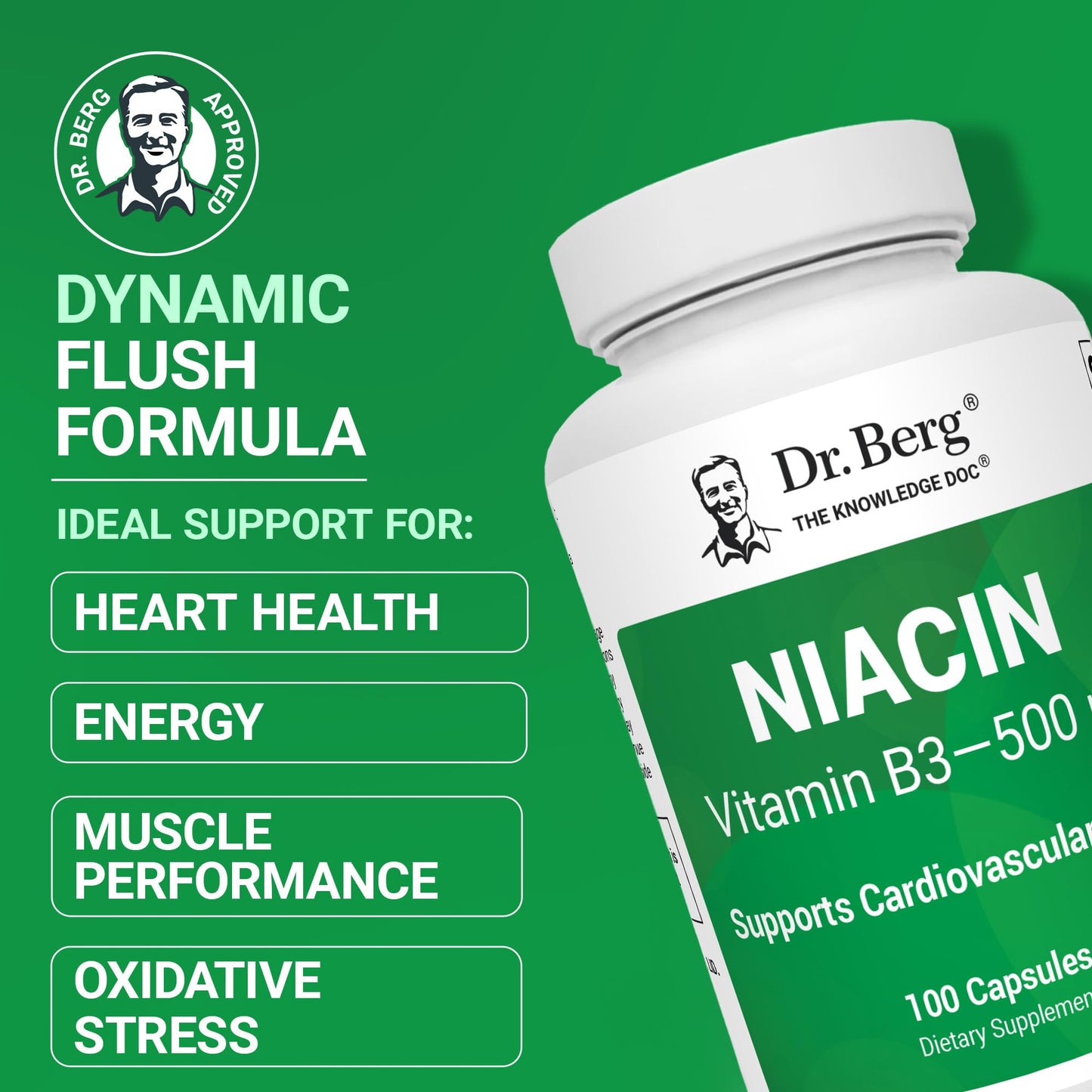 Dr. Berg Highly-Potent Niacin 500 mg – Now Only 125 mg per Capsule for Niacin Flush Tolerance Building – Gradually Increase to 500mg a Day – Vitamin B3 for Heart, Brain & Energy Support – 100 Capsules Dr. Berg NutritionalsBuy Supplements Australia