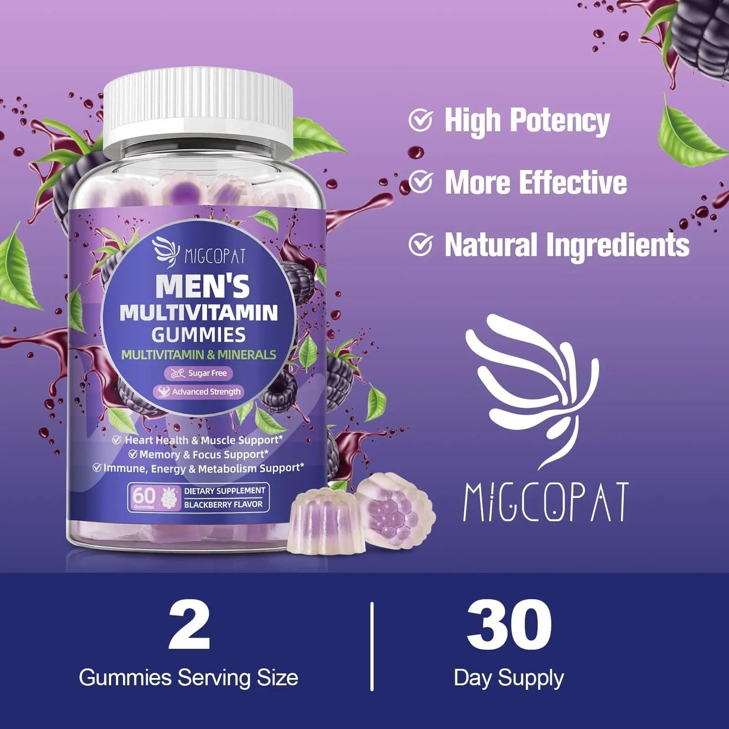 Multivitamin for Men, Mens Multivitamins Gummies w/Omega-3, Probiotics, Inositol, Folate, Biotin, Zinc, Vitamins A, C, D, E, B MigcopatBuy Supplements Australia