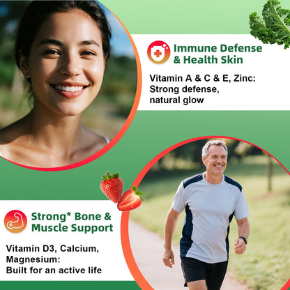 Sugar-Free Fruits & Veggies Gummies, Super Greens with 23 Fruits & 25 Veggies, Multivitamin Minerals & Fiber, Vegan Fruit & Vegetable Supplement for Adults, 120 Gummies, 2 Month Supply AlliwiseBuy Supplements Australia