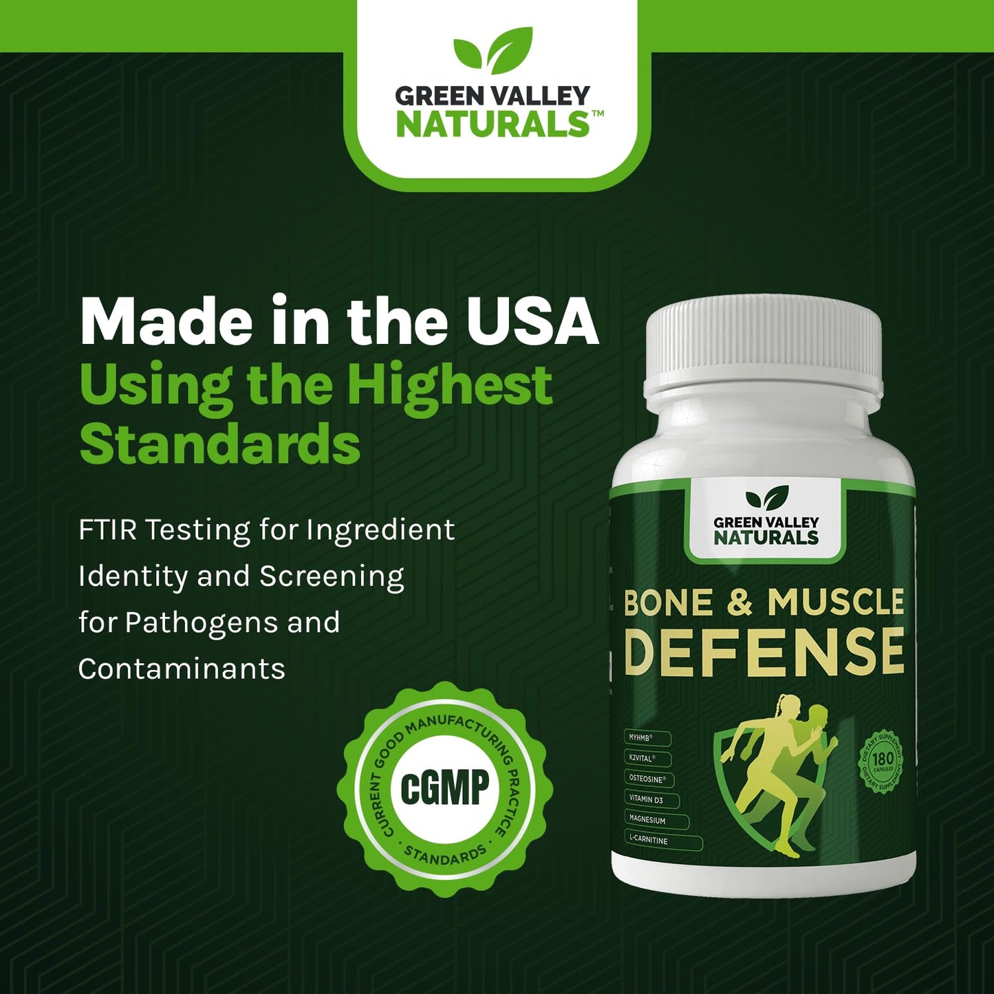 Green Valley Naturals Bone & Muscle Defense Supplement – Bone Health, Muscle Support & Joint Mobility Formula with MyHMB, Magnesium, Vitamin D3 & L-Carnitine for Daily Wellness, 60 Capsules GREEN VALLEY NATURALSBuy Supplements Australia