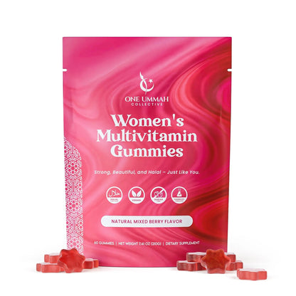 Halal Certified Women’s Multivitamin Gummies - Easy Digestion & High Absorption - Packed with Essential Nutrients, Omega-3 One Ummah