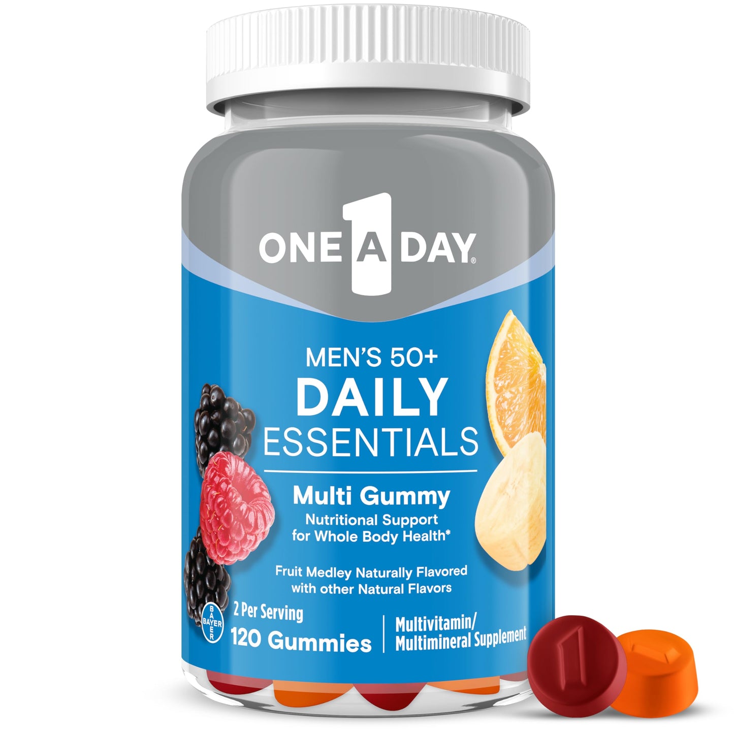 One A Day Men’s 50+ Daily Essentials Multivitamin Gummies, Multivitamin for Men Over 50, Fruit Medley Flavor, 120 Gummies ONE A DAYBuy Supplements Australia