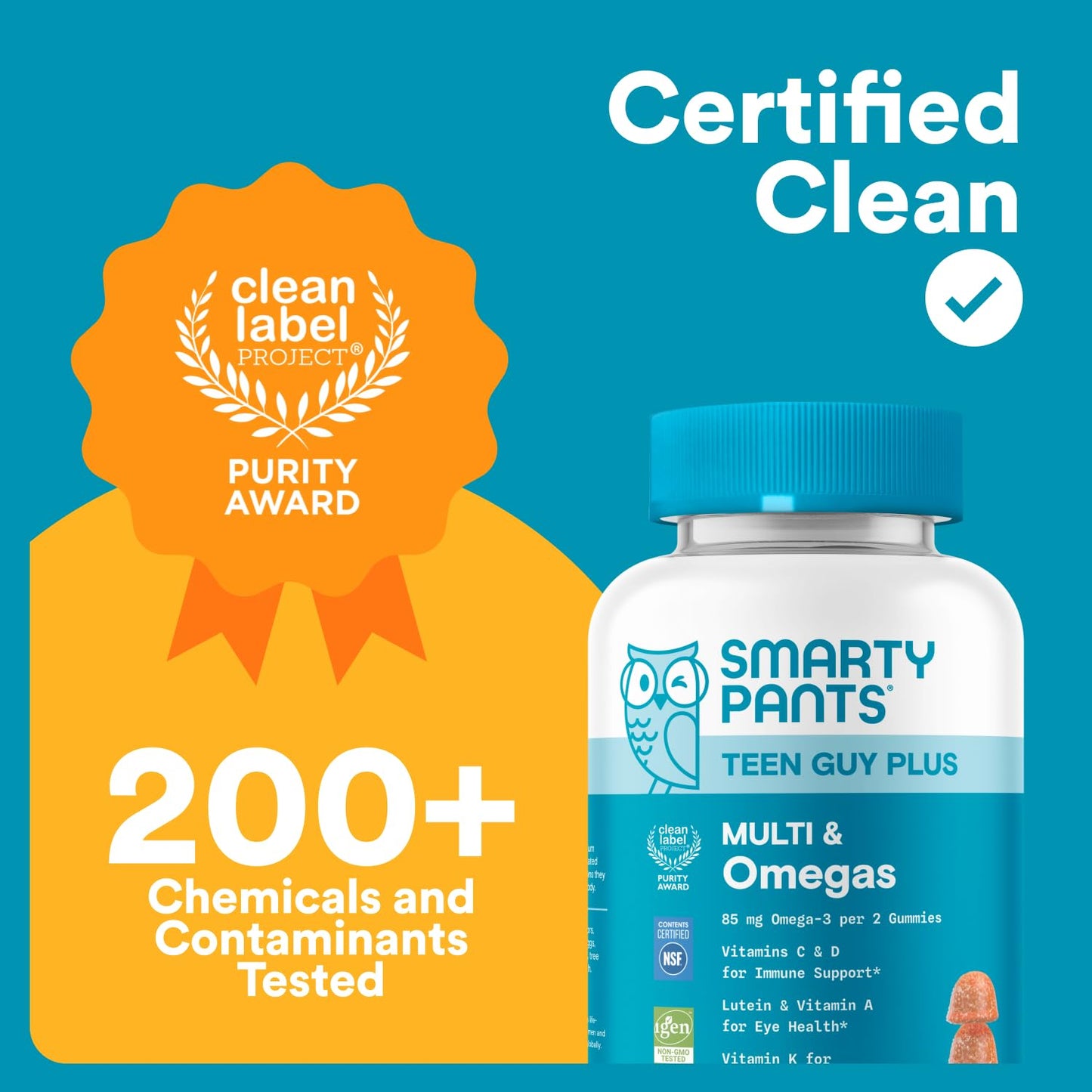 SmartyPants Teen Guy Multivitamin Gummies, Omega 3 (DHA/EPA), Vitamin D3, C, Vitamin B12, B6, A, K & Zinc, Folate, Gluten Free, Fruit Flavor, 60 Count (30 Day Supply) SmartyPantsBuy Supplements Australia