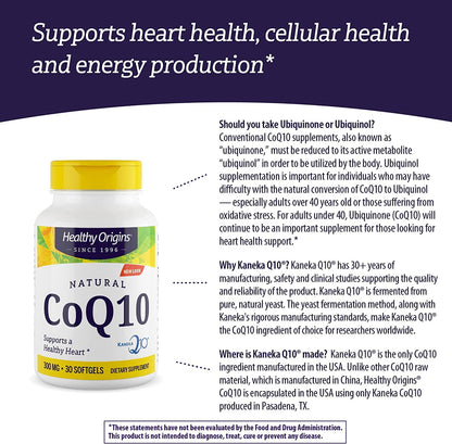 Healthy Origins CoQ10 (Kaneka Q10), 300 mg - Heart Health & Energy Supplement - Gluten Healthy OriginsBuy Supplements Australia