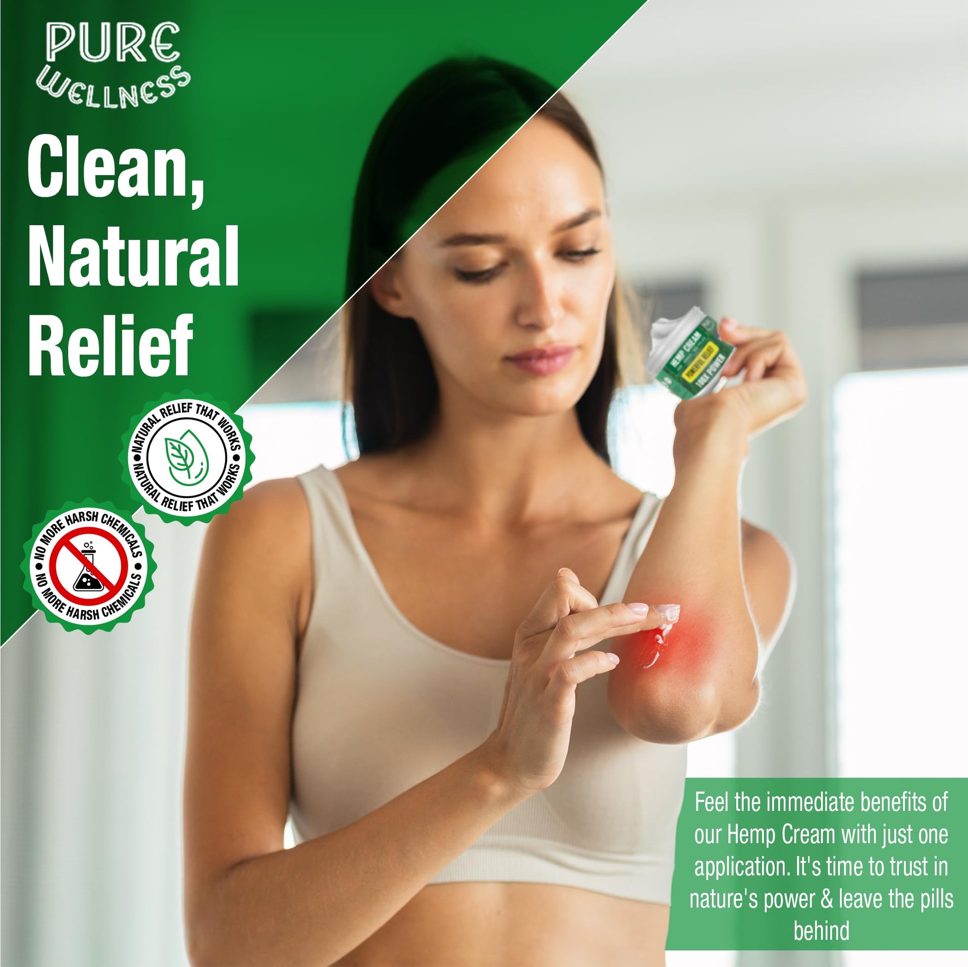 Pure Wellness Hemp Cream Maximum Strength 100,000mg with MSM, Arnica & Bee Pollen - 4 Oz, Supports Relief & Soothing from Joint, Muscle, Shoulder, Back, Knee and Nerve Discomfort - 1 Pack Pure WellnessBuy Supplements Australia