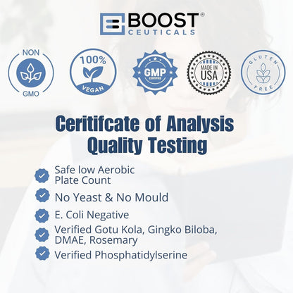 BoostCeuticals Phosphatidylserine 100mg with Ginkgo DMAE Gotu Kola - Memory, Stress & Cortisol Support, Cognitive Focus, Sleep Health, Brain Function Supplement, 90 Capsules BoostCeuticalsBuy Supplements Australia
