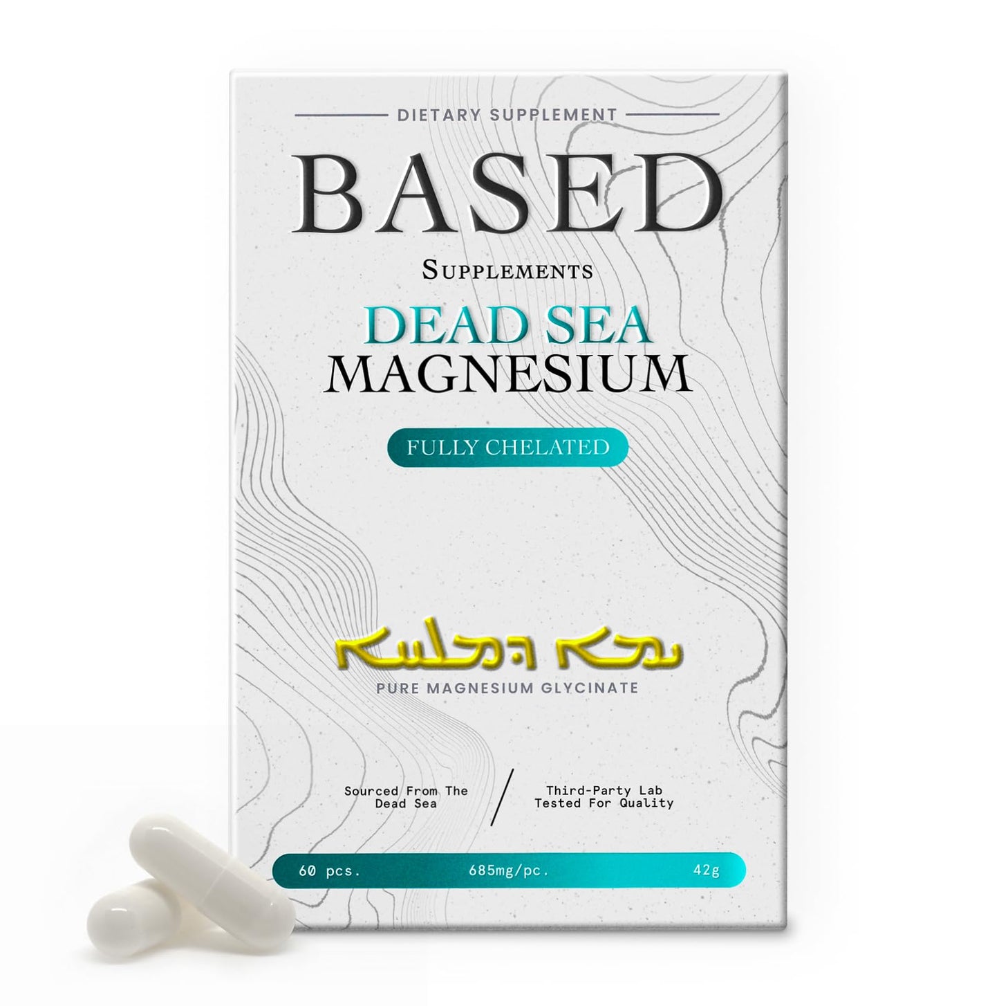 Based Dead Sea Magnesium | Pure Magnesium Glycinate | Support Stress Relief, Sleep, Heart Health, Nerves, Muscles, and Metabolism | 60 Capsules Based SupplementsBuy Supplements Australia