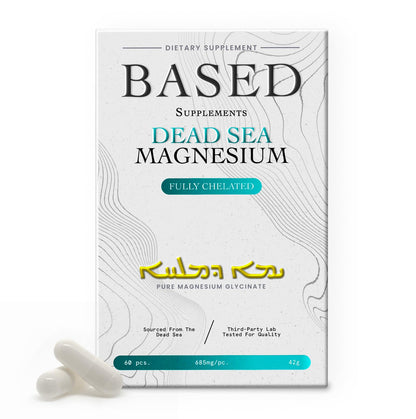 Based Dead Sea Magnesium | Pure Magnesium Glycinate | Support Stress Relief, Sleep, Heart Health, Nerves, Muscles, and Metabolism | 60 Capsules Based SupplementsBuy Supplements Australia