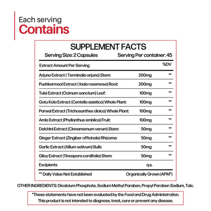 Cureayu Heart Tone Capsules | Natural Heart Health Supplement | Supports Healthy Cholesterol & Triglycerides Levels | with Arjuna, Pushkarmool + 8 Other Herbs | 90 Capsules CureayuBuy Supplements Australia