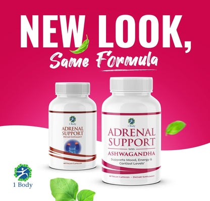 1 Body Adaptogen Complex Supplement with Ashwagandha - 60 Vegan Cap