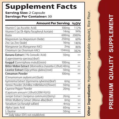 WINYEL Blood Sugar Complex Supplement - with Cinnamon, Bitter Melon, Chromium, Mulberry, Alpha Lipoic Acid, 60 Capsules WINYELBuy Supplements Australia