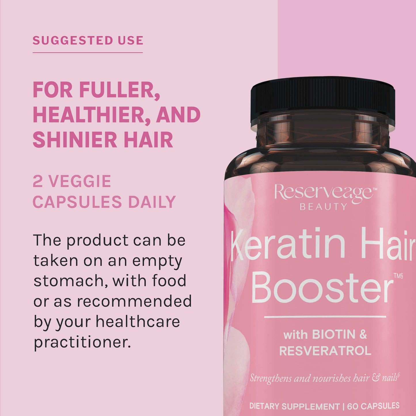 Reserveage Ultra Collagen Booster & Keratin Hair Booster - Features Dermaval, Biotin & Resveratrol - Support Hair & Skin - 60 Ultra Collagen Capsules, 60 Keratin Capsules Reserveage NutritionBuy Supplements Australia