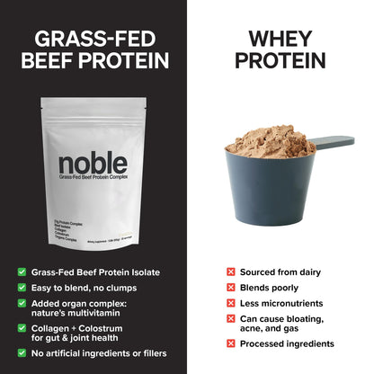 Noble Grass Fed Beef Protein Powder | Beef Protein w/Collagen, Colostrum, Organ Blend | Carnivore, Keto Friendly | Whey, Gluten Free | Muscle, Gut Health, Skin, Joint Support | 30 Servings, Vanilla Noble OriginsBuy Supplements Australia