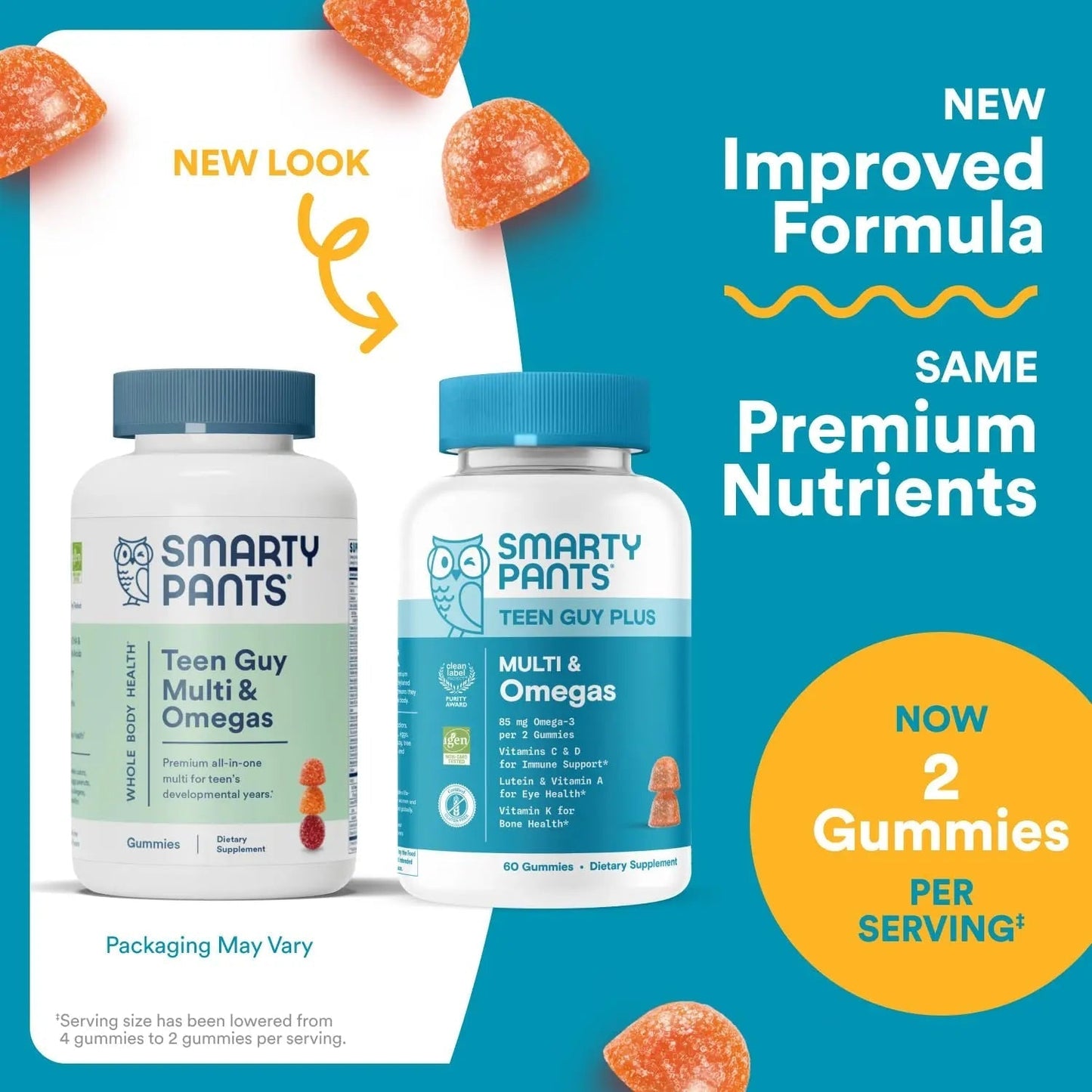 SmartyPants Teen Guy Multivitamin Gummies - Improved Formula: Omega 3 (DHA/EPA), Vitamin D3, C, Vitamin B12, B6, A, K & Zinc SmartyPantsBuy Supplements Australia