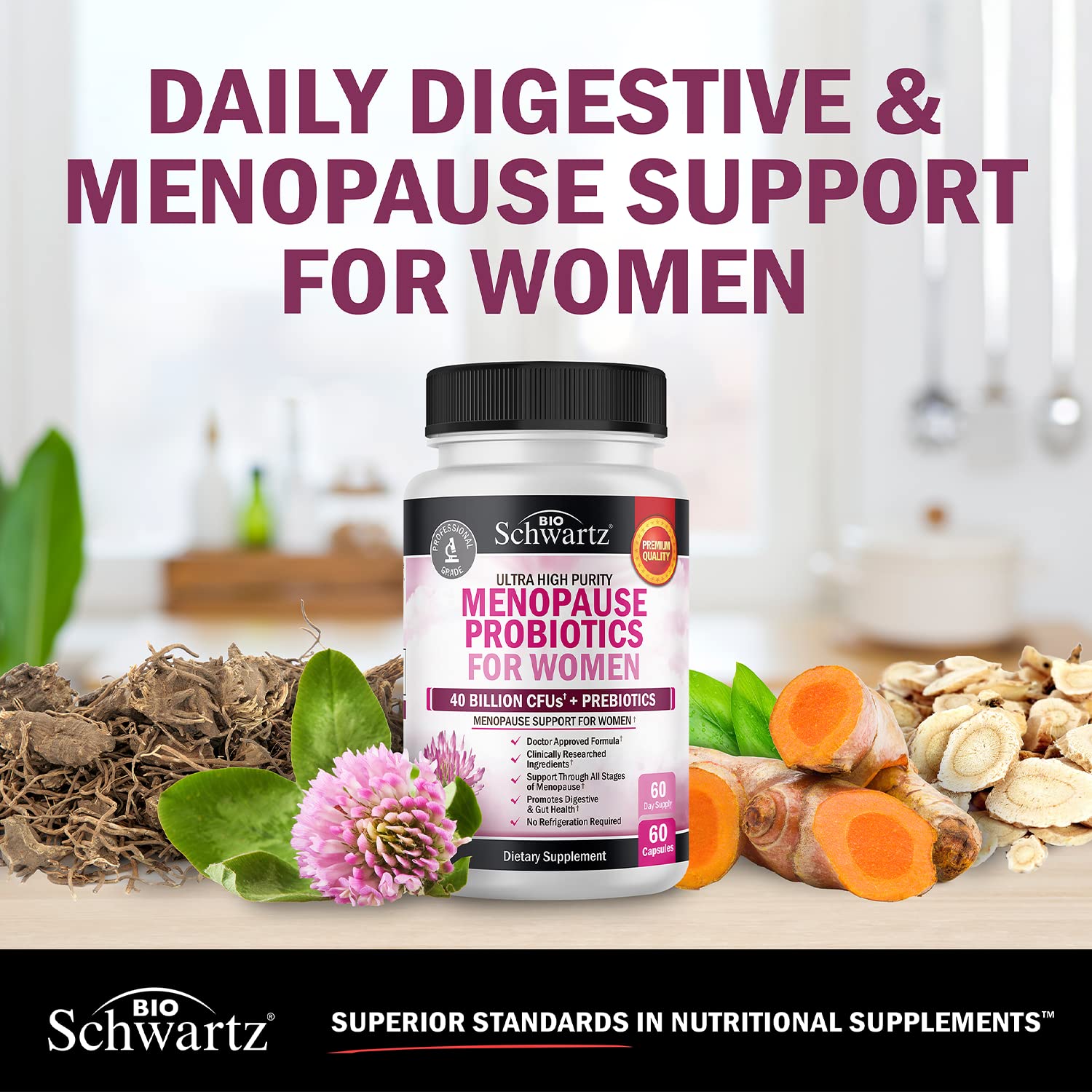 Menopause Support Probiotics for Women - Unique Menopause Relief for Hot Flashes BioSchwartzBuy Supplements Australia
