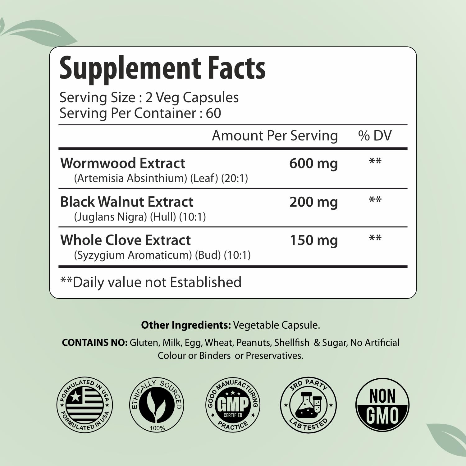 ForestVibe Wormwood Complex with Black Walnut & Clove, 3-in-1 Herbal Blend, Sweet Wormwood Extract Capsules, 120 Vegan Capsules, 2 Month Supply, Non-GMO & Gluten Free Supplement ForestVibeBuy Supplements Australia