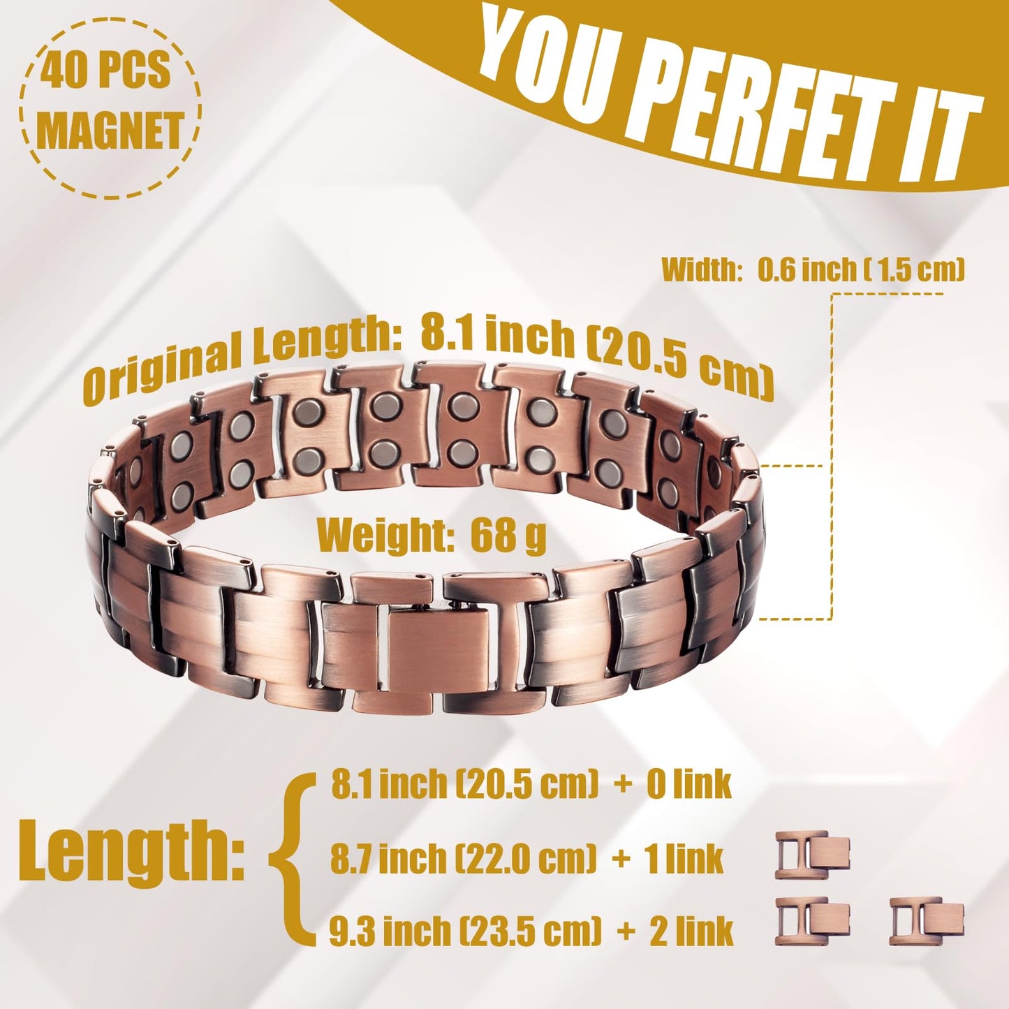 MagVIVACE Copper Bracelet for Men, Magnetic Bracelet with 3500 Gauss Magnets MagVIVACEBuy Supplements Australia
