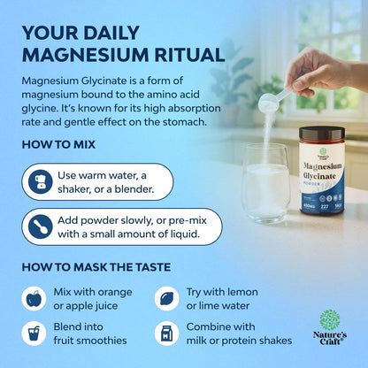 Potent Magnesium Glycinate Powder 400mg - Calm Magnesium Powder Bulk for Muscle Relax, Calm & Sleep Support for Adults - Glycinate Mag Soothe Vegan & Non-GMO Supplement - 1 Pack Natures CraftBuy Supplements Australia