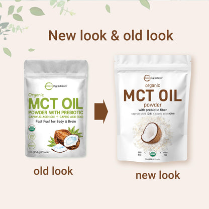 Organic MCT Oil Powder with Prebiotic Fiber,1 Pound(16 Ounce), Fast Fuel for Body and Brain Micro IngredientsBuy Supplements Australia