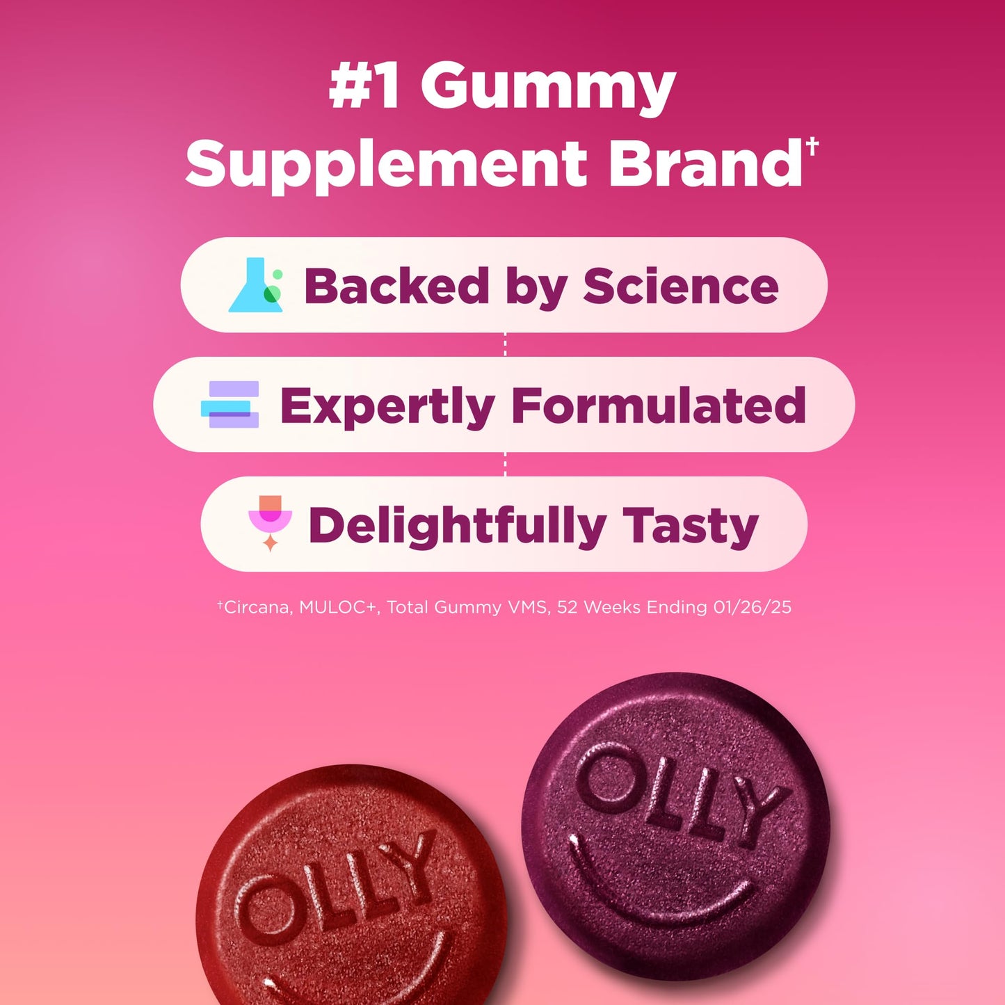 OLLY Women's Multivitamin Gummy, Vitamins A, D, C, E, Biotin, Folic Acid, Adult Chewable Vitamin, Berry Flavor OLLYBuy Supplements Australia