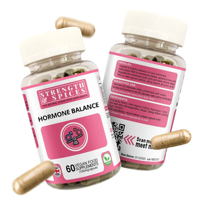 Strength & Spices Hormone Balance 100% Natural Estrogen Supplement – 12 Ingredients w Dong Quai - 60 Vegan UK Made 1000mg Capsules – Fertility and Menstrual Comfort STRENGTH & SPICES100% Natural Vegan Food SupplementsBuy Supplements Australia
