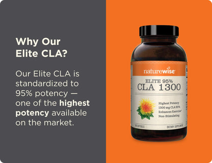NatureWise Elite CLA 1300 Maximum Potency, 95% CLA Safflower Oil Workout Supplement NatureWiseBuy Supplements Australia