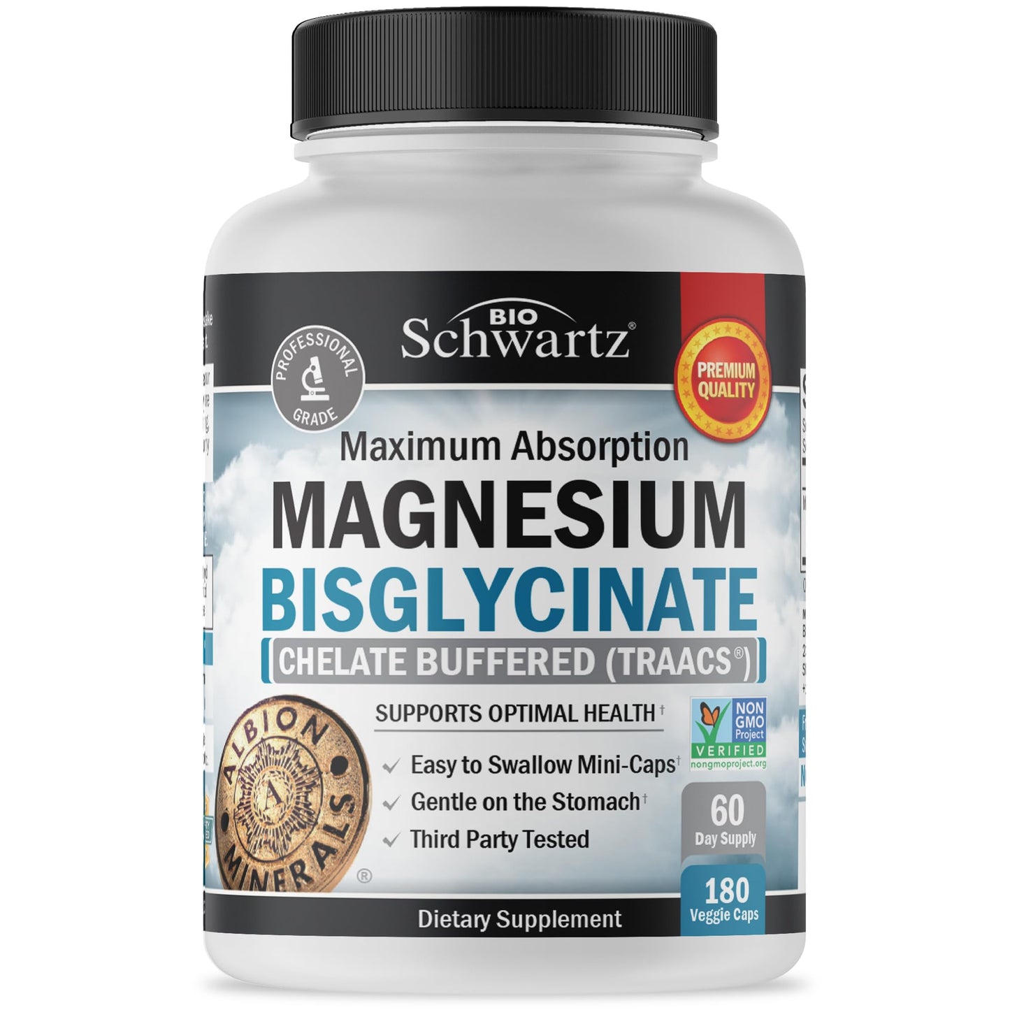 Magnesium Bisglycinate Chelated Supplement - High Absorption Magnesium Glycinate Supplement for Women and Men - Sleep, Muscle, Bone & Joint Support
