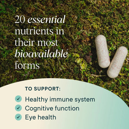 Ora Organic Plant Based Multivitamin for Women and Men, Bluelight Protection - Brain, Eye, Energy, Immune, Skin, Hair, Heart Ora Organic