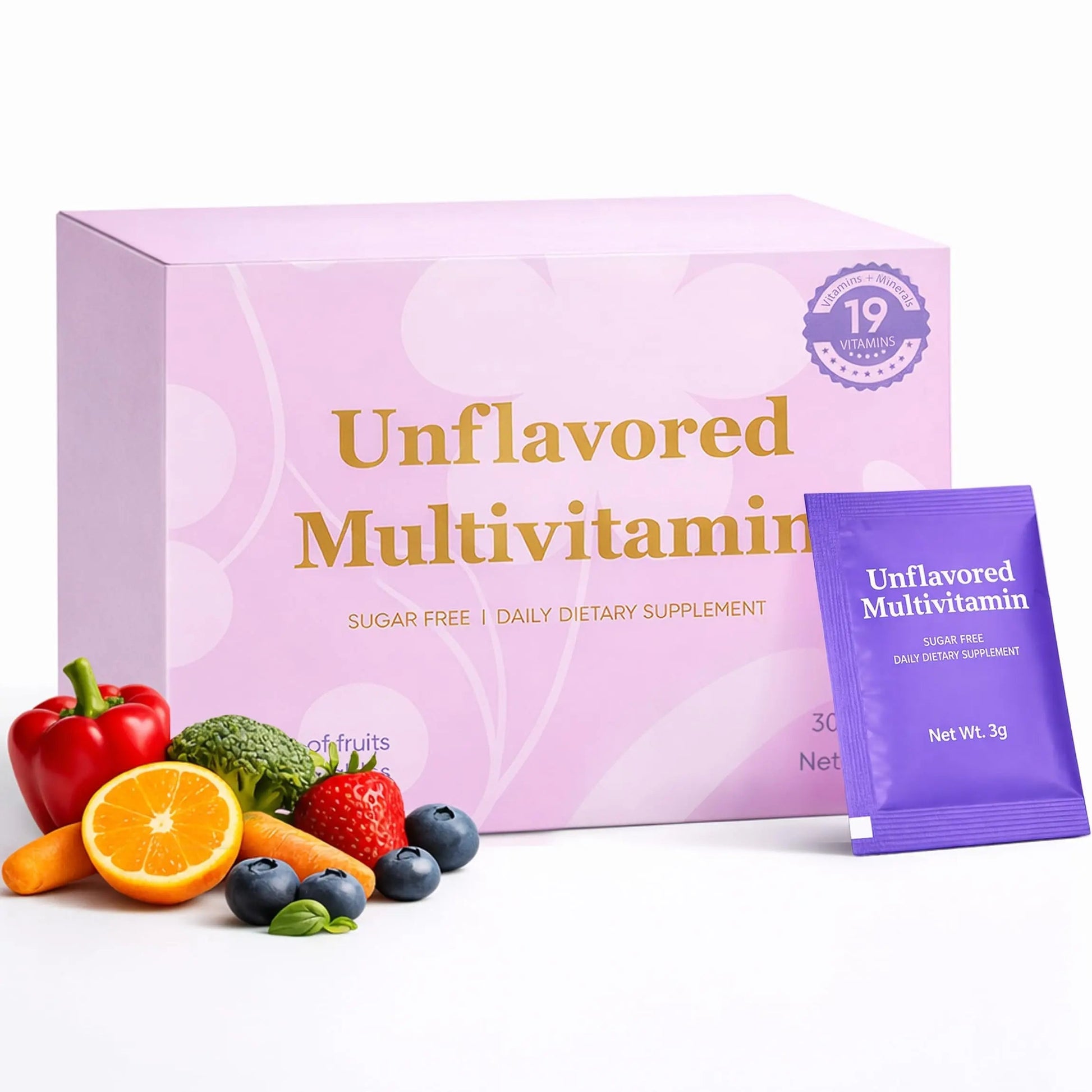 Unflavored Vitamin Powder, Multivitamin Powder Supplement with 19 Vitamins & Minerals + 15 Fruit & Veggie Blend, Supports Healthy Growth PRCYZO