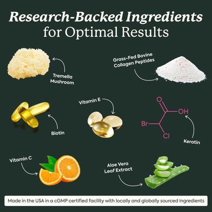 Plant People WonderBeauty Hair, Skin & Nails Rejuvenation Gummies with Tremella Mushroom, Marine Collagen Peptides Plant People