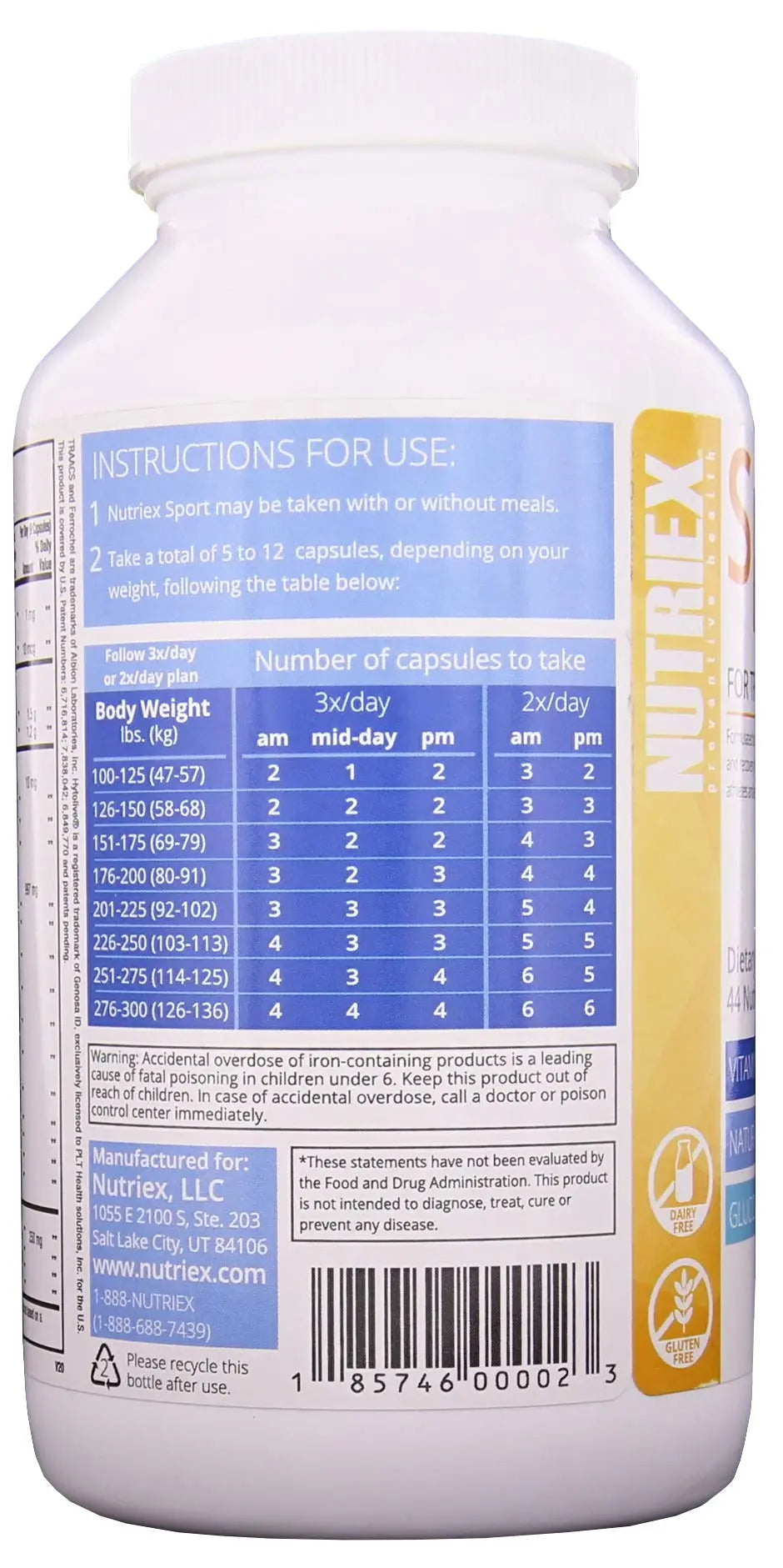 Nutriex Sport Comprehensive Multivitamin Supplement with Glucosamine & Chondroitin 270 Capsules NutriexBuy Supplements Australia