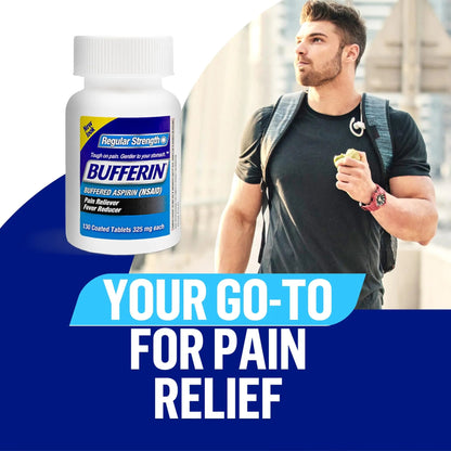 Bufferin Aspirin 325mg, Pain Reliever & Fever Reducer, with 3 Buffering Agents Relieves 7 Types of Pain: Headaches, Back Ache, Arthritis, Muscle Aches & More, for Adults, 130 Coated Tablets, 1-Pack BufferinBuy Supplements Australia