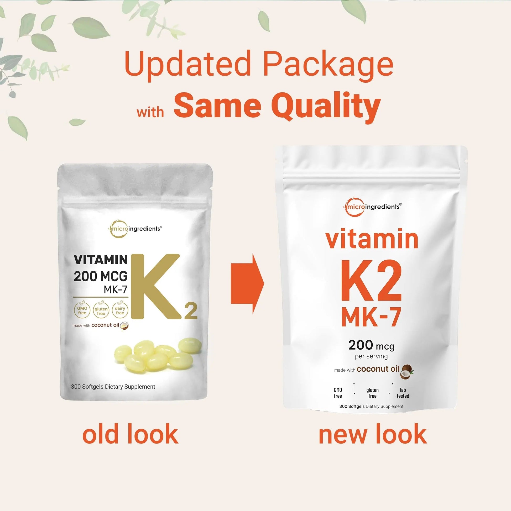 Micro Ingredients Vitamin K2 MK-7 Supplement, 200 mcg Per Serving, 300 Coconut Oil Softgles | Easily Absorbed, Active Menaquinone Form | Micro IngredientsBuy Supplements Australia