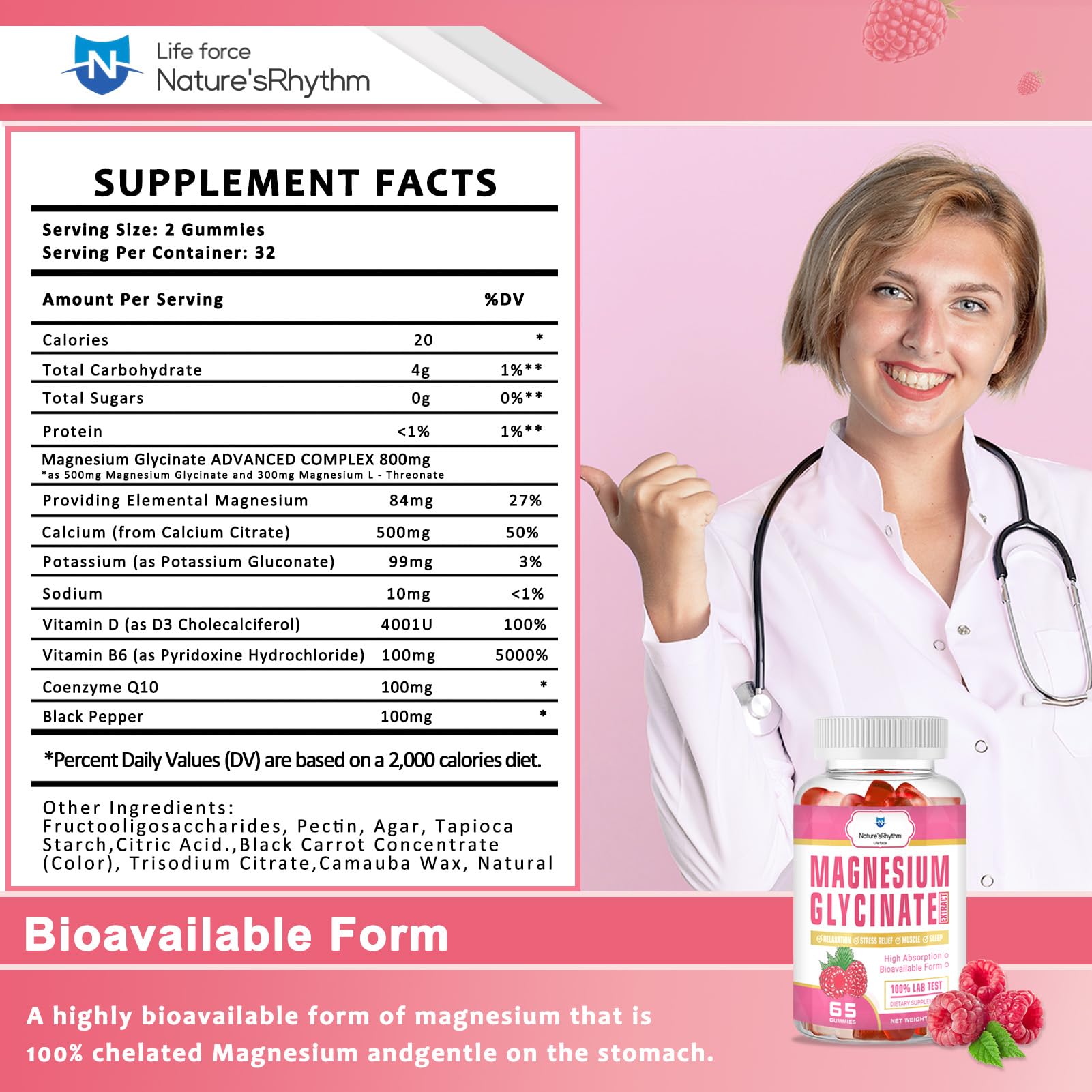 Nature‘s Rhythm Magnesium Gummies 500mg - 65 Ct | Magnesium Glycinate Supplements for Relaxation, Stress Relief, and Sleep for Adults & Kids Tasty and Tangy Raspberry Flavor Nature'sRhythmBuy Supplements Australia