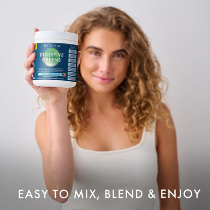 BIOHM Digestive Greens, Green Superfood Powder (7.4 Oz, 30 Servings) Immune & Gut Health Support with Antioxidants, Vitamins, Probiotics & Enzymes, Good Source of Fiber, Berry Flavor BIOHMBuy Supplements Australia
