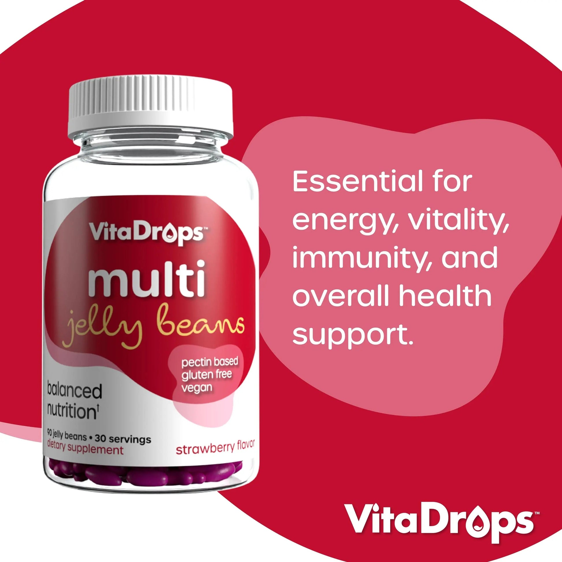 VitaDrops Multivitamin Jelly Beans, Women & Men, Source of Vitamin A C D E B-3 B-6 & Biotin, Supports Immune System, Pectin Based VitaDropsBuy Supplements Australia