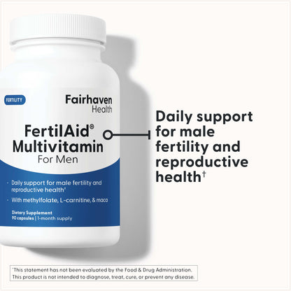 Fairhaven Health FertilAid for Men | Male Fertility Supplement for Count and Motility | Pre-Conception Support with L-Carnitine, CoQ10
