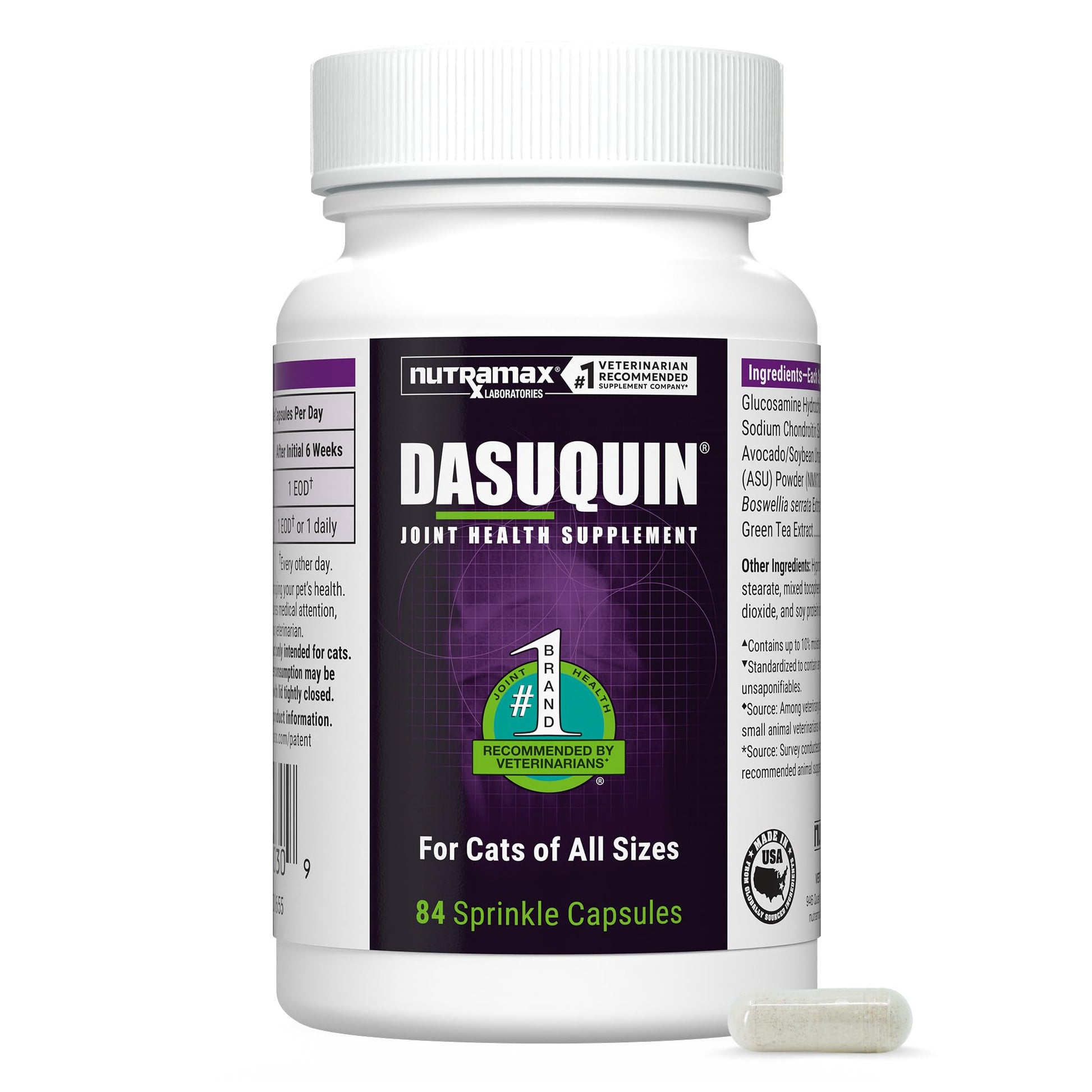 Nutramax Laboratories Dasuquin Joint Health Supplement for Cats - With Glucosamine, Chondroitin, ASU, Boswellia Serrata Extract, and Green Tea Extract, 84 Capsules Nutramax LaboratoriesBuy Supplements Australia