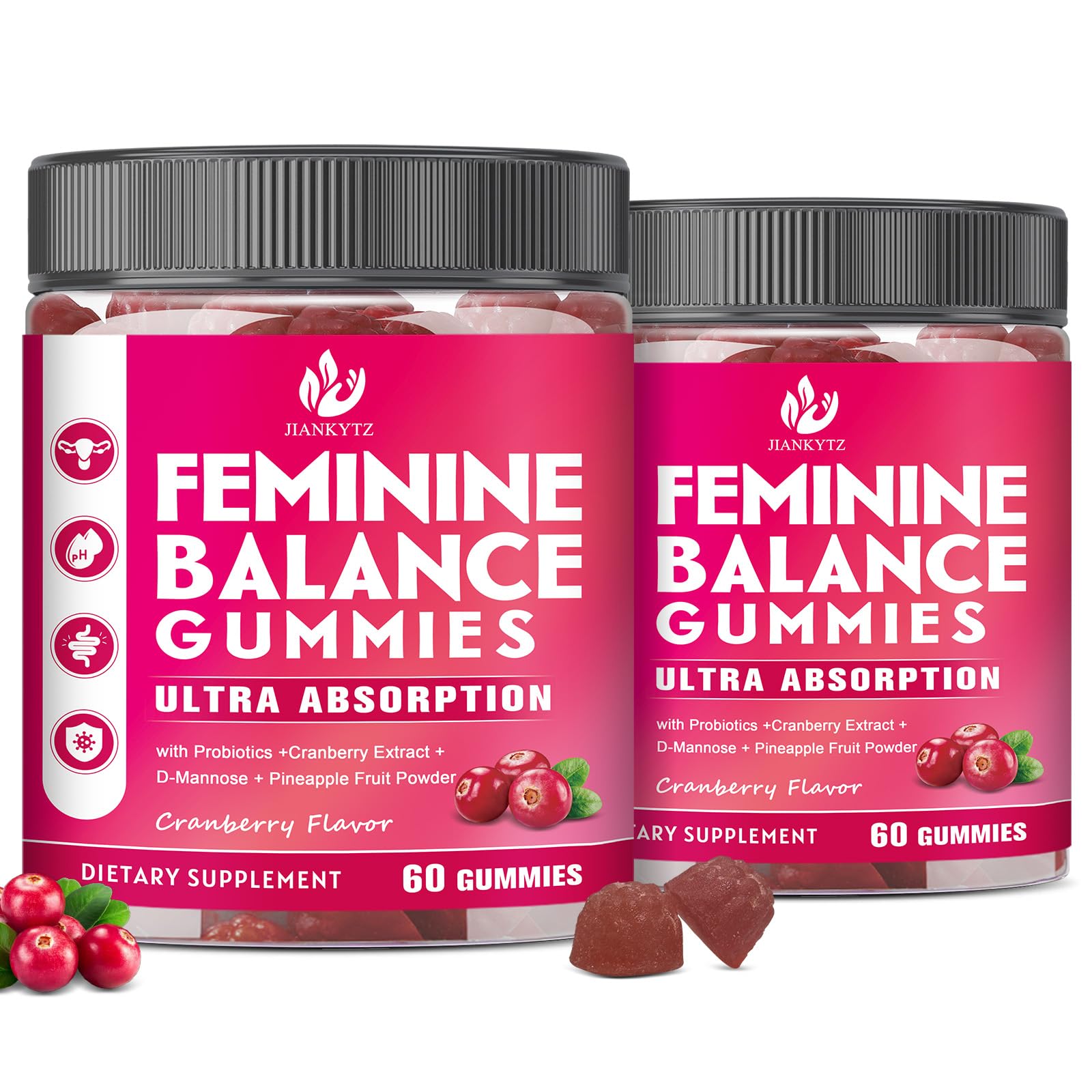 JIANKYTZ (2 Pack) Sugar Free Premium Feminine Balance Gummies for Women - Vaginal Health, Antioxidant, Digestive Health, PH Balance Support, Vaginal Probiotics for Women Gummies, Max Absorption JIANKYTZBuy Supplements Australia