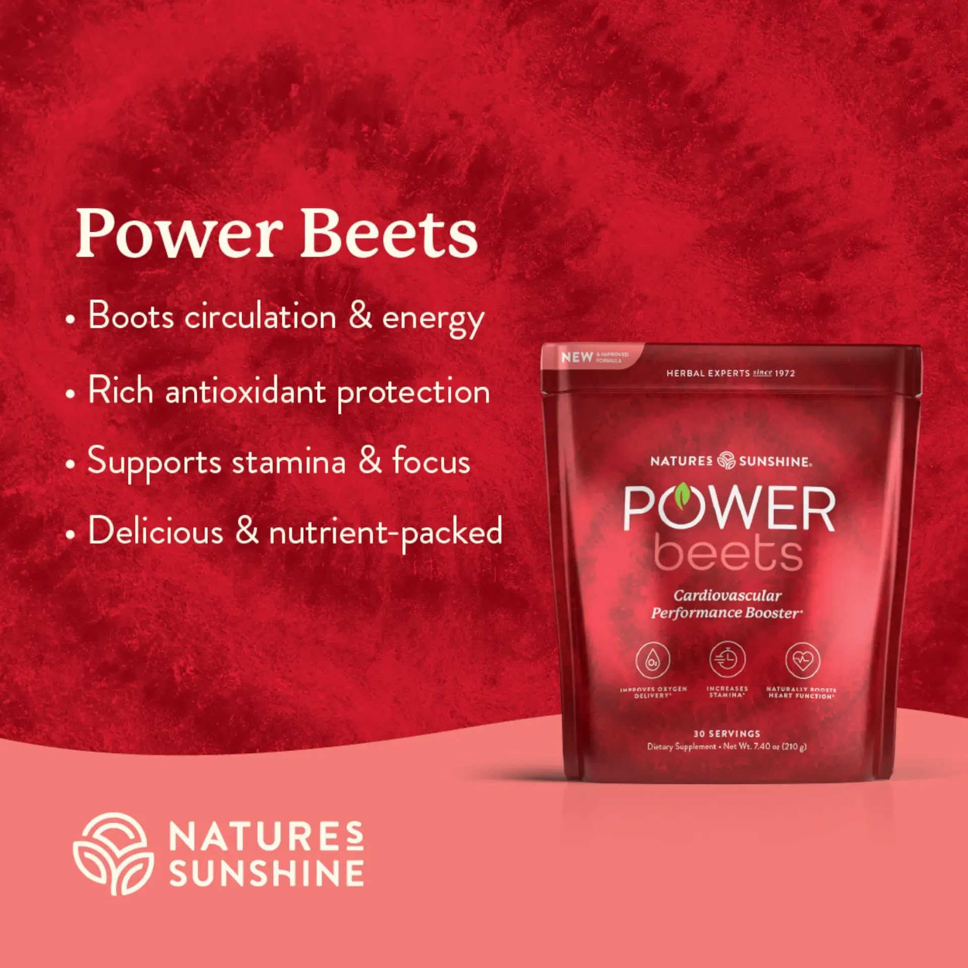 Nature's Sunshine Power Beets – Patented Nutrient Blend of Beet Root Powder and Nutrients to Promote Performance, Mental Clarity, & Vitality – Non-GMO, Soy & Gluten Free – 24 to-Go Packs Nature's SunshineBuy Supplements Australia