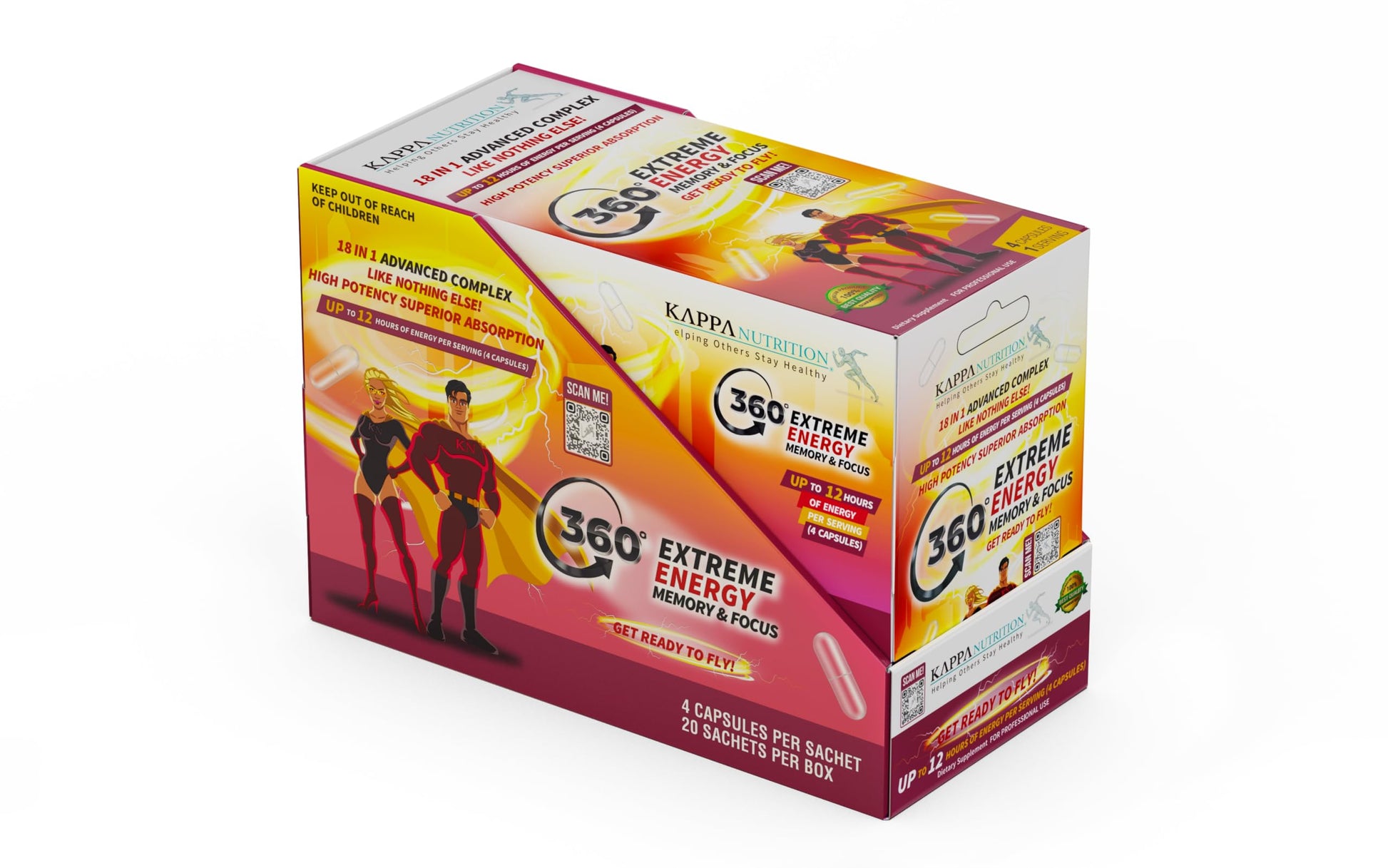 360 Extreme Energy, Memory & Focus (1 Display 20 Sachets (4 Capsules ea) KAPPA NUTRITIONBuy Supplements Australia